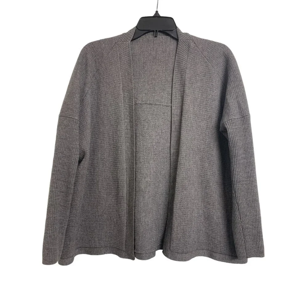 Gray Dolman Sleeve Extra Fine Merino Wool Open Front Cardigan Size‎ M